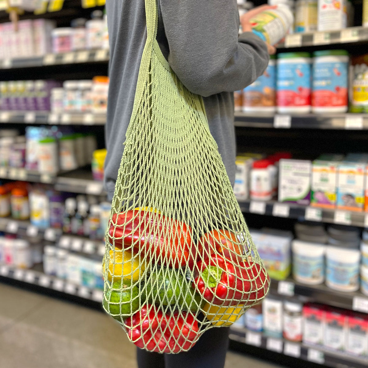 Wrapables Cotton Mesh Net Shopping Bag, Grocery Bag for Vegetables, Produce (Set of 3)