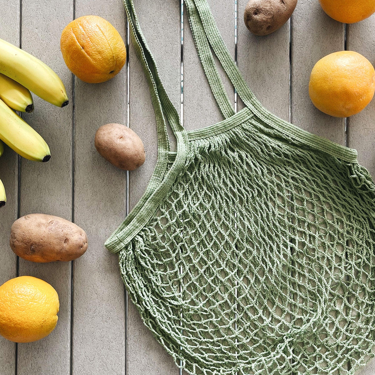Wrapables Cotton Mesh Net Shopping Bag, Grocery Bag for Vegetables, Produce (Set of 3)