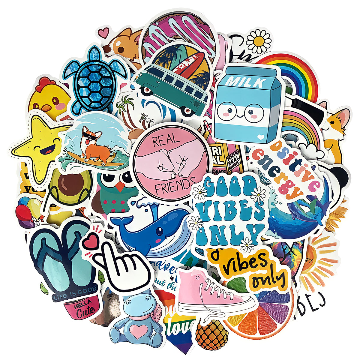Wrapables Waterproof Vinyl Stickers for Water Bottles, Laptop, Phones, Skateboards, Decals for Teens