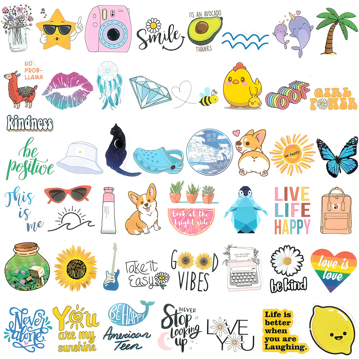 Wrapables Waterproof Vinyl Stickers for Water Bottles, Laptop, Phones, Skateboards, Decals for Teens
