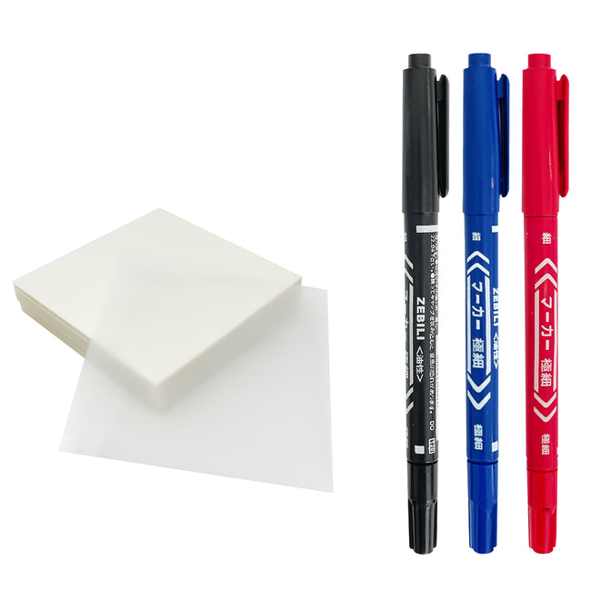 Wrapables Transparent Sticky Notes with Dual Tip Marker Pens for Home, School, Office