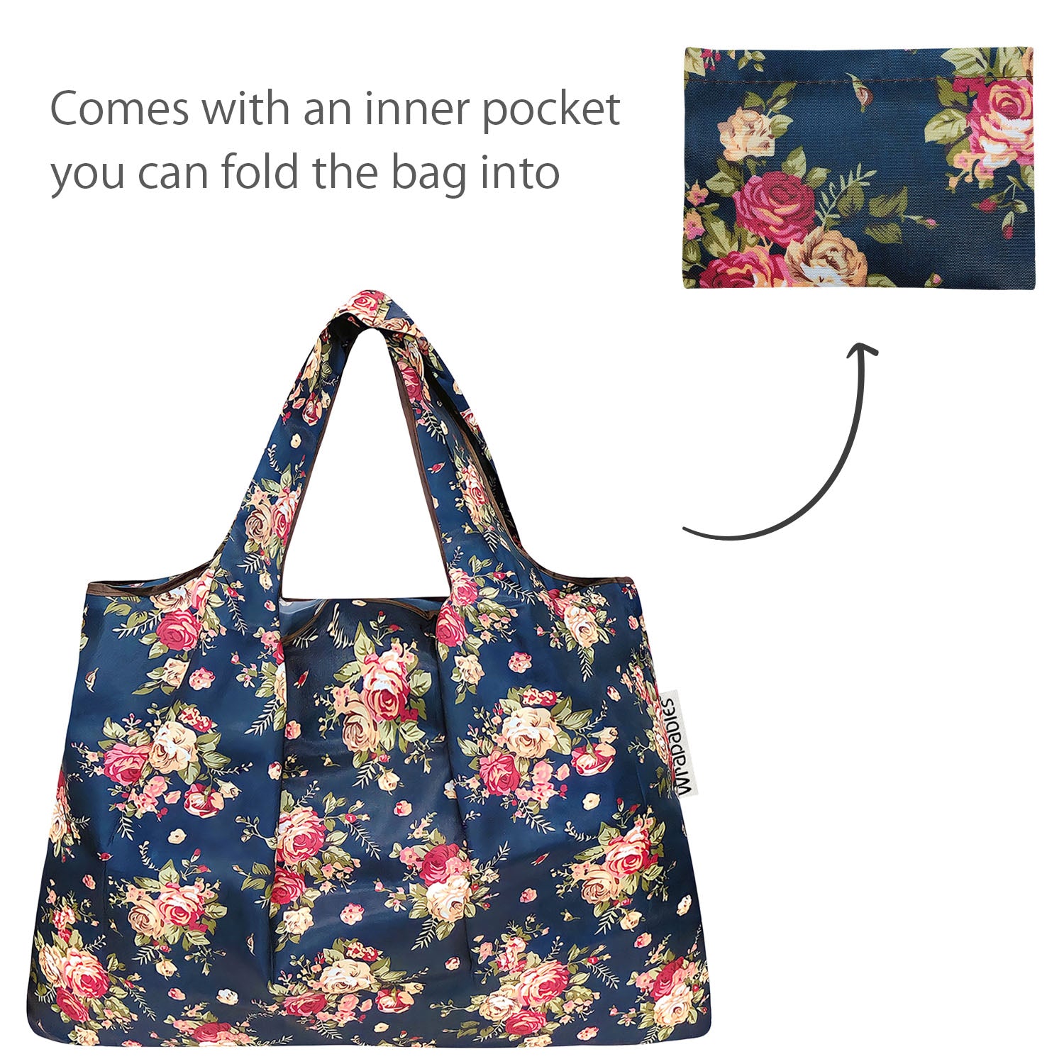 Wrapables Large & Small Foldable Tote Nylon Reusable Grocery Bags, Set of 2