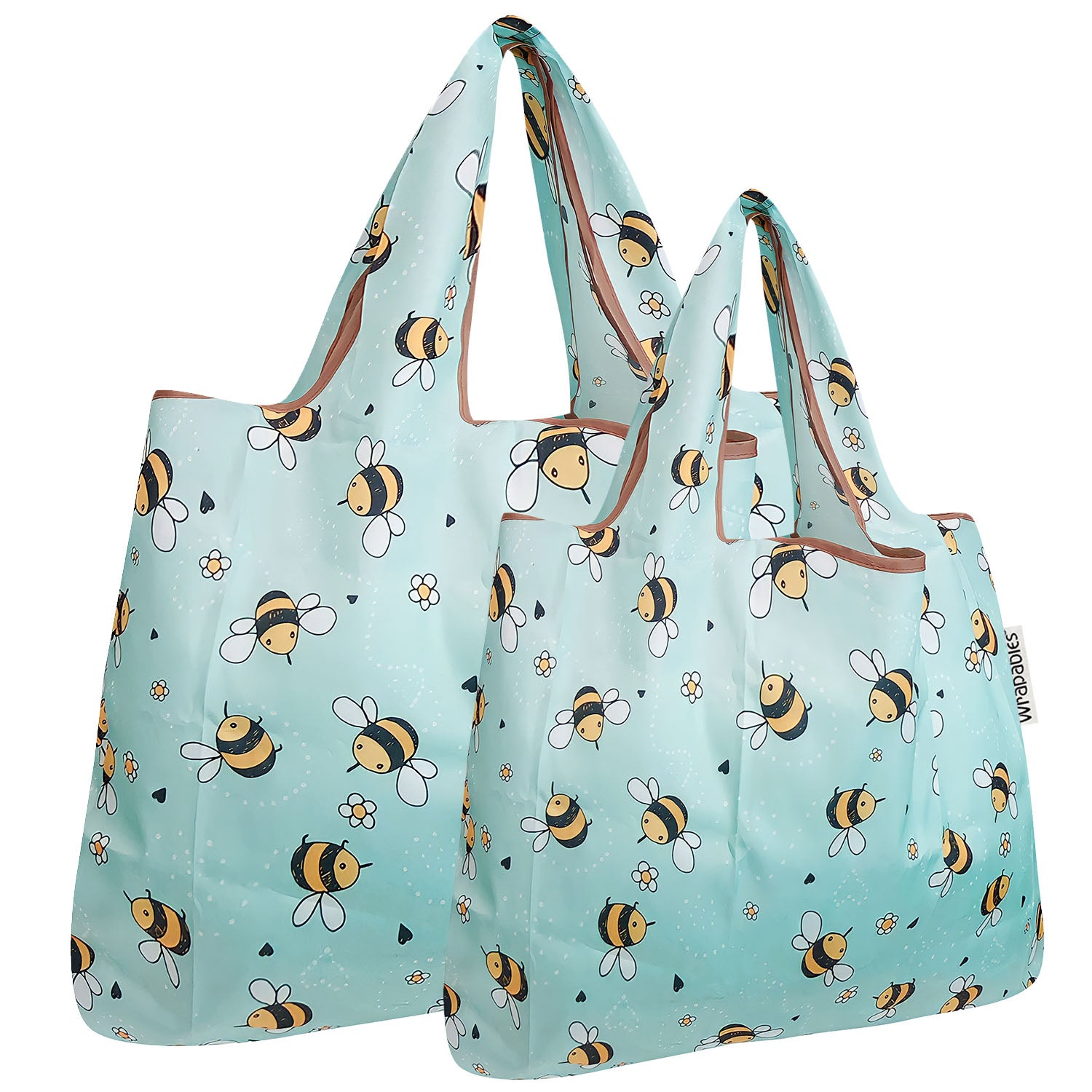 Wrapables Large & Small Foldable Tote Nylon Reusable Grocery Bags, Set of 2