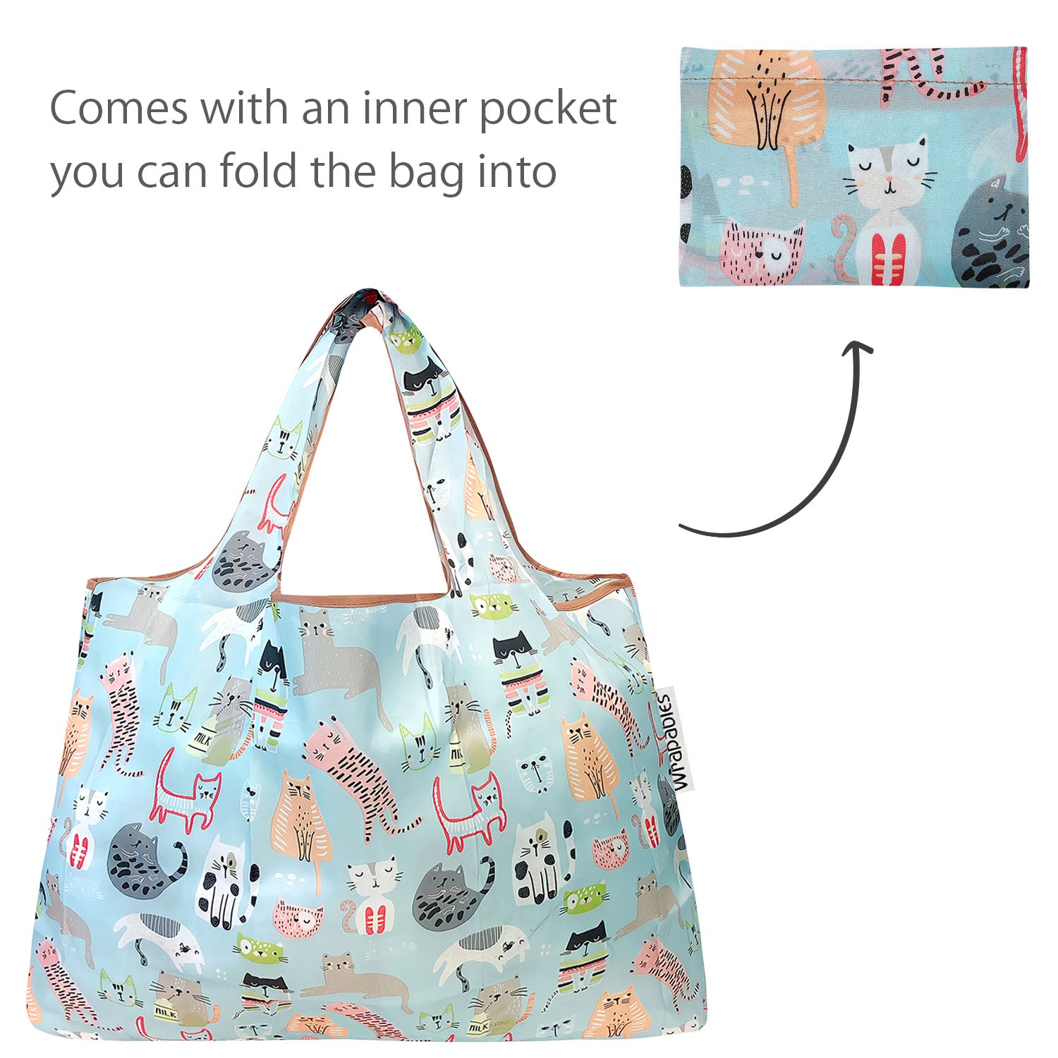 Wrapables Large & Small Foldable Tote Nylon Reusable Grocery Bags, Set of 2