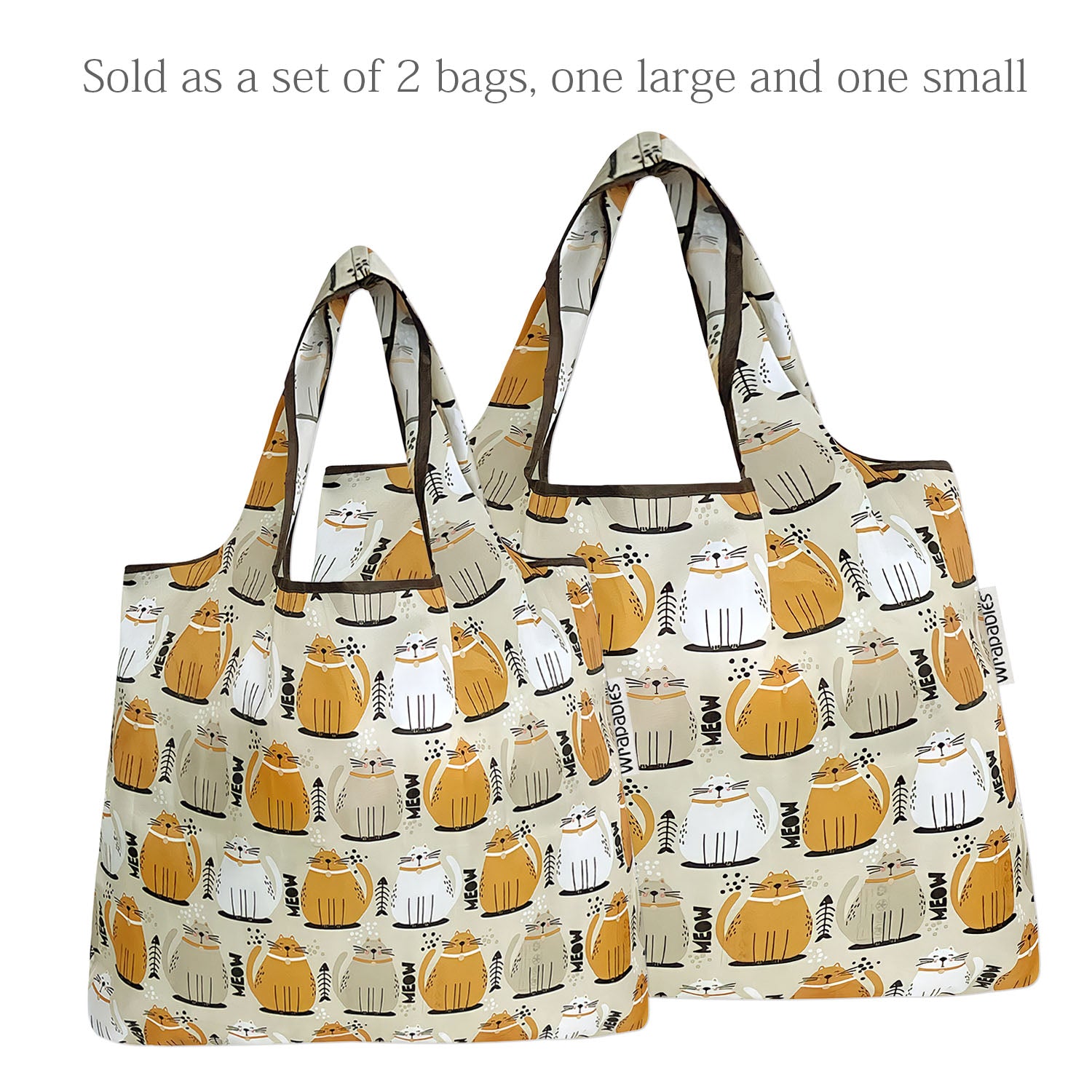 Wrapables Large & Small Foldable Tote Nylon Reusable Grocery Bags, Set of 2