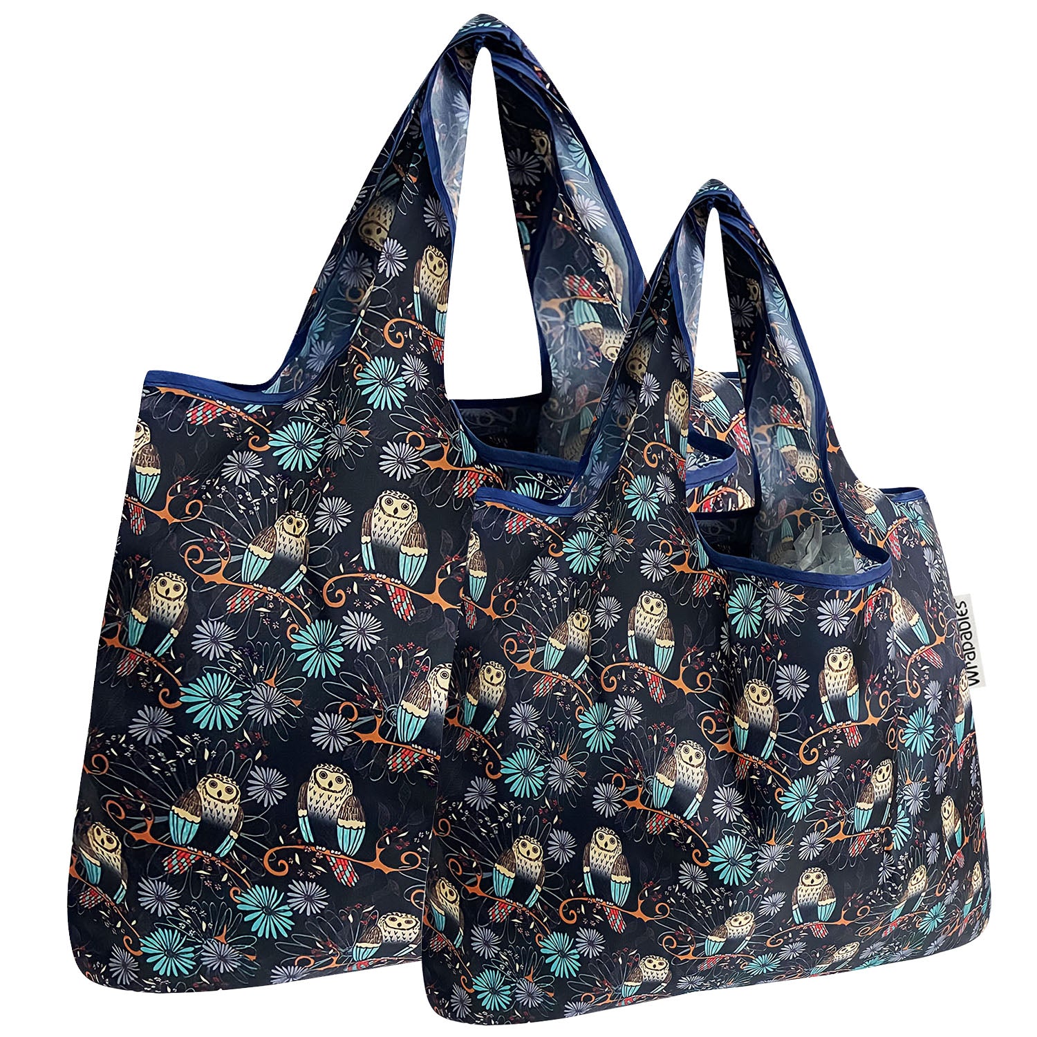 Wrapables Large & Small Foldable Tote Nylon Reusable Grocery Bags, Set of 2