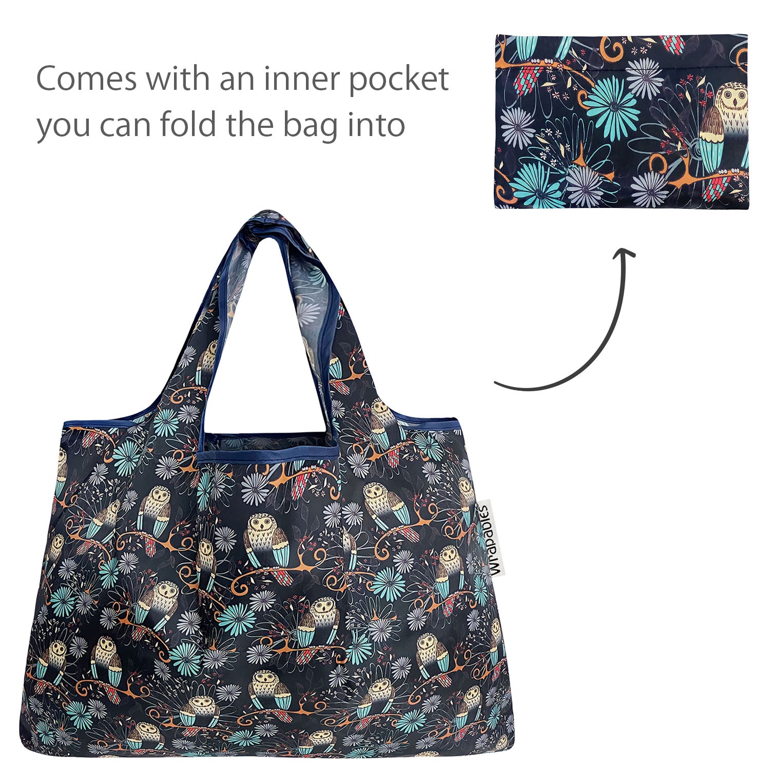 Wrapables Large & Small Foldable Tote Nylon Reusable Grocery Bags, Set of 2