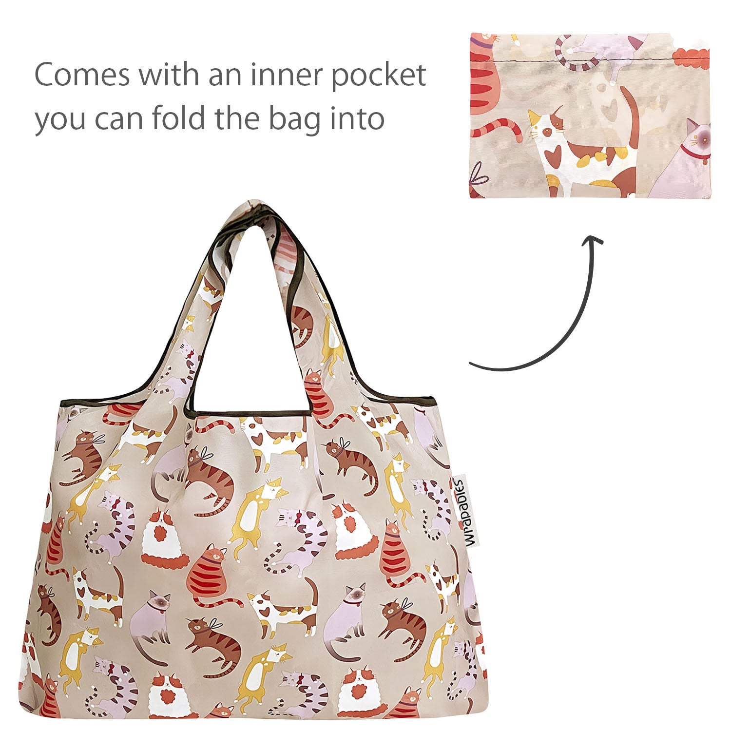 Wrapables Large & Small Foldable Tote Nylon Reusable Grocery Bags, Set of 2