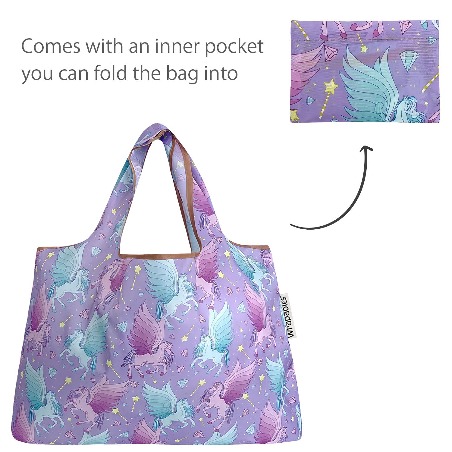 Wrapables Large & Small Foldable Tote Nylon Reusable Grocery Bags, Set of 2