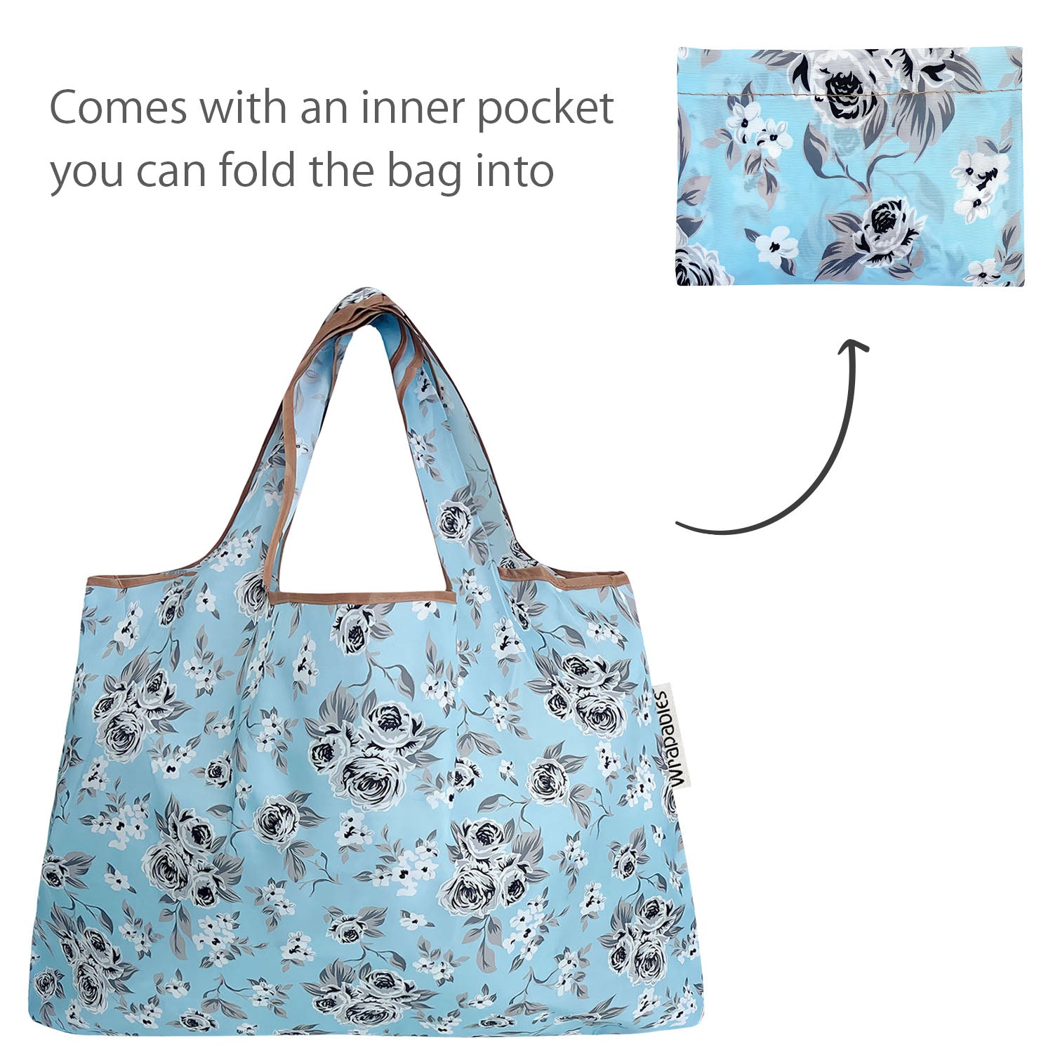 Wrapables Large & Small Foldable Tote Nylon Reusable Grocery Bags, Set of 2