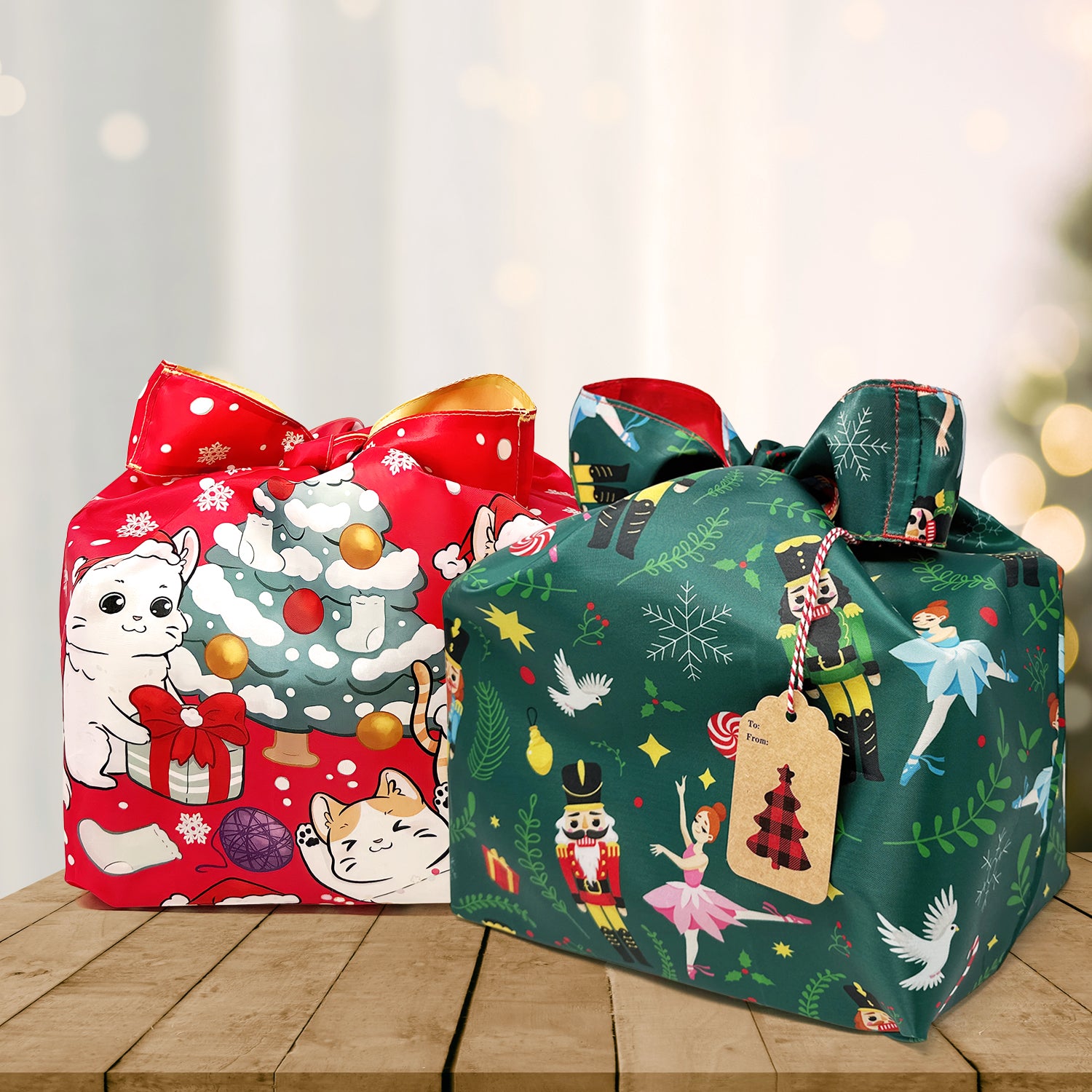 Wrapables Christmas Holiday AllyBag Collection Reusable Shopping Bag