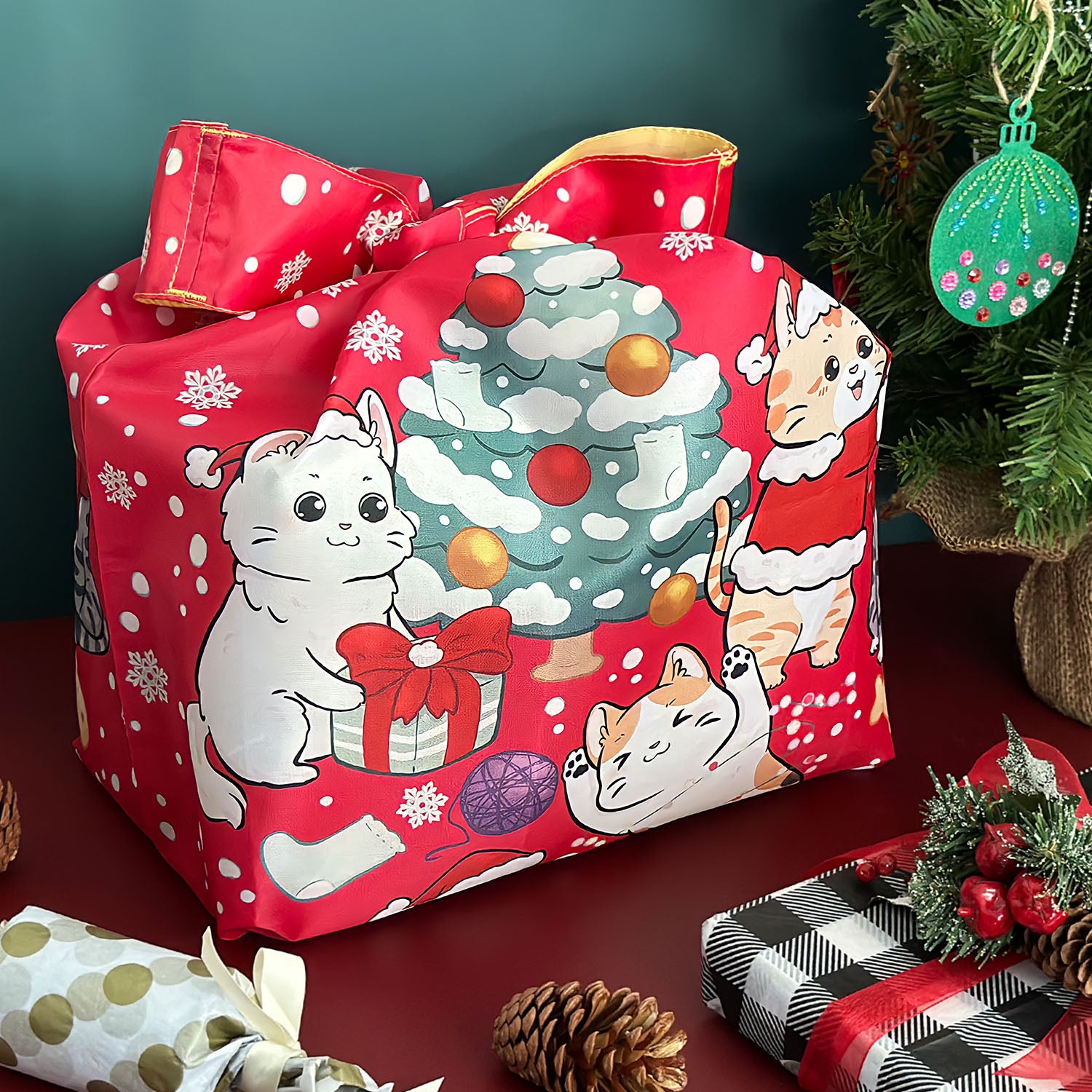 Wrapables Christmas Holiday AllyBag Collection Reusable Shopping Bag