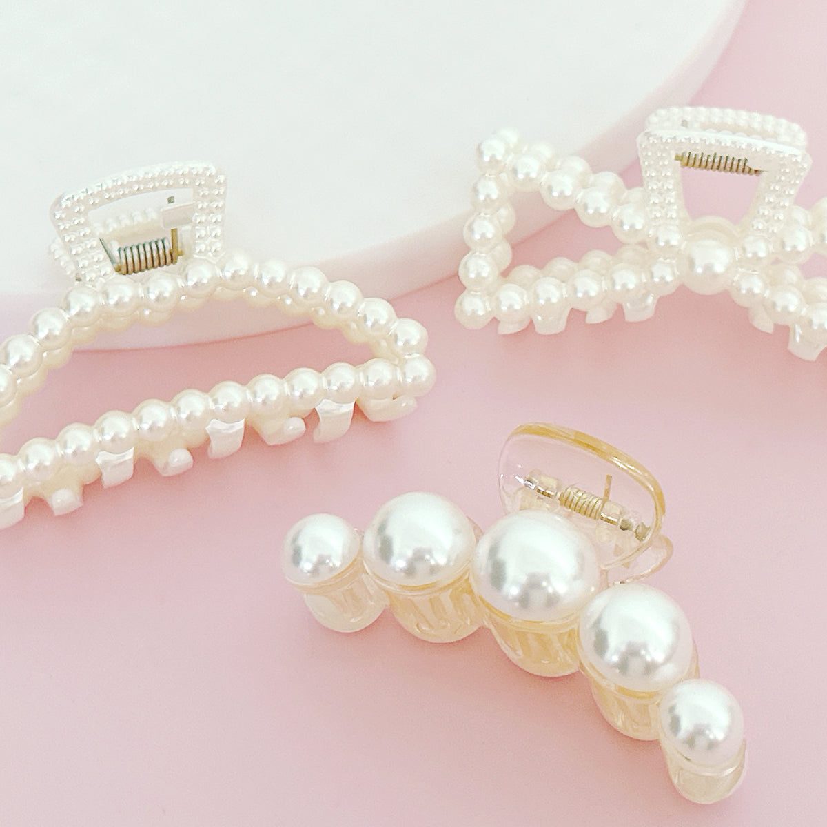 Wrapables Large Pearl Hair Claws Faux Pearl Hair Clips Nonslip Jaw Clips Hair Styling (Set of 3)