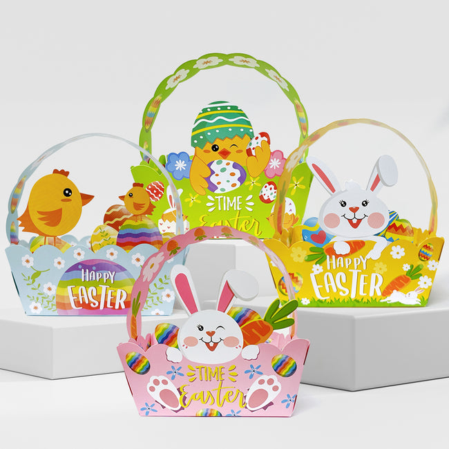 Wrapables Easter Gift Baskets with Handle, Treat Boxes for Eggs, Cookies and Candy