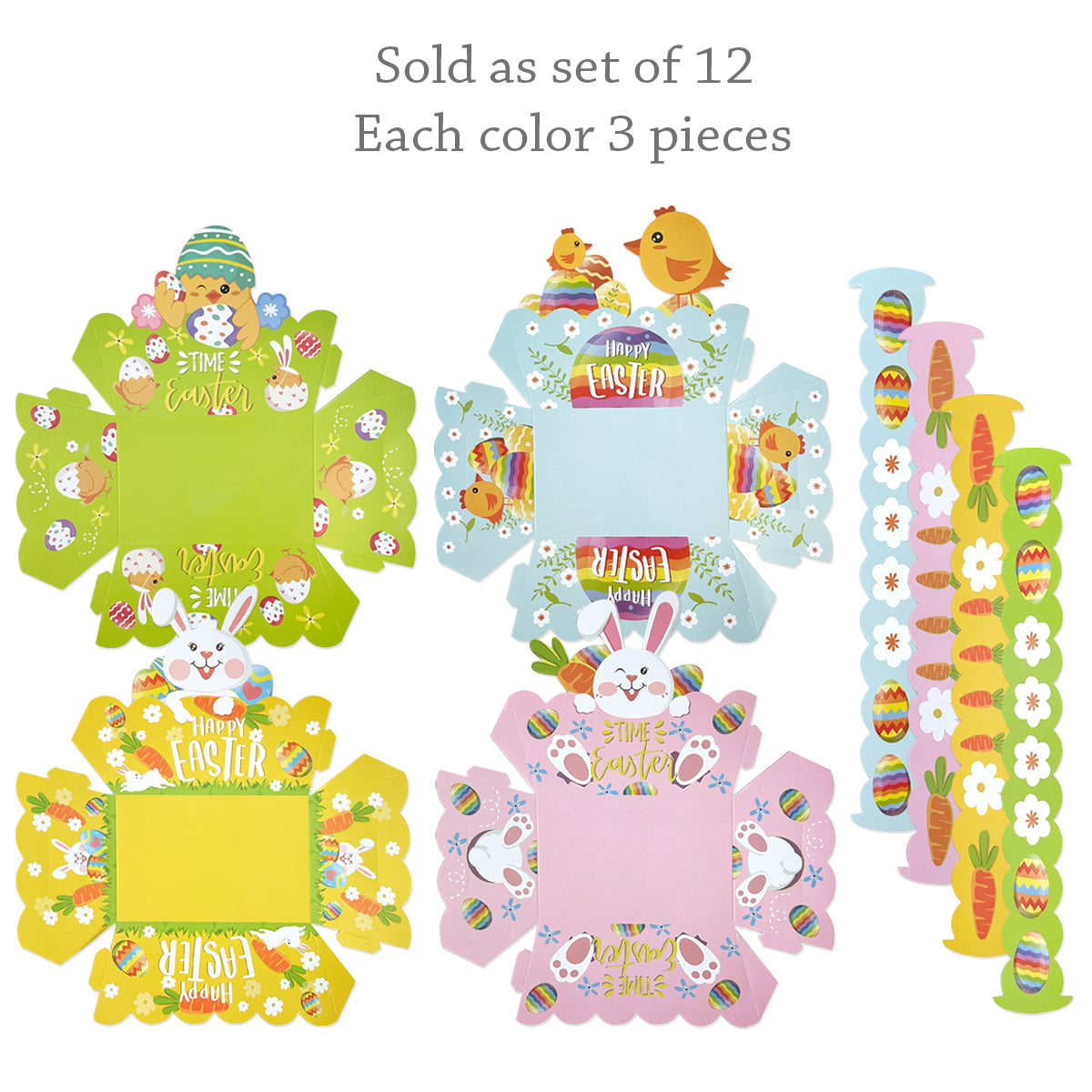 Wrapables Easter Gift Baskets with Handle, Treat Boxes for Eggs, Cookies and Candy