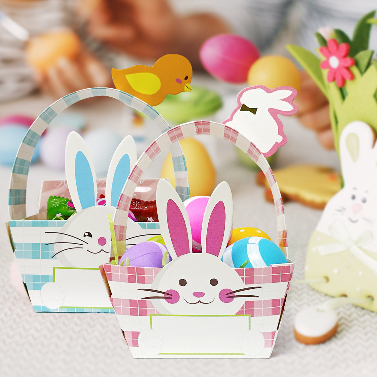 Wrapables Easter Gift Baskets with Handle, Treat Boxes for Eggs, Cookies and Candy