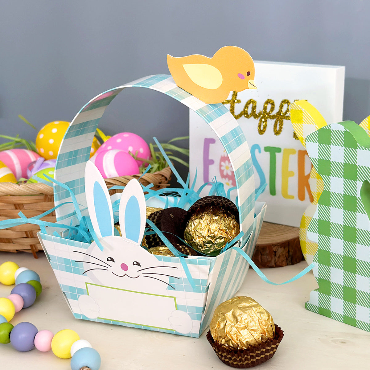 Wrapables Easter Gift Baskets with Handle, Treat Boxes for Eggs, Cookies and Candy