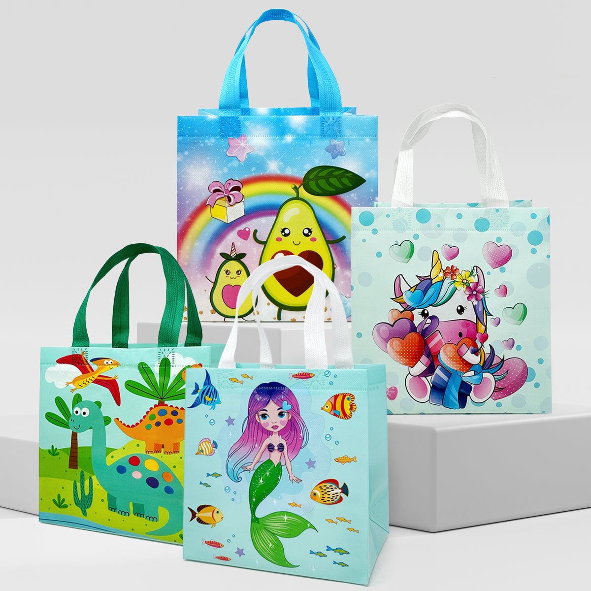 Wrapables Non-Woven Reusable Gift Bags with Handles for Parties, Birthdays, Favors and Treats (Set of 8)