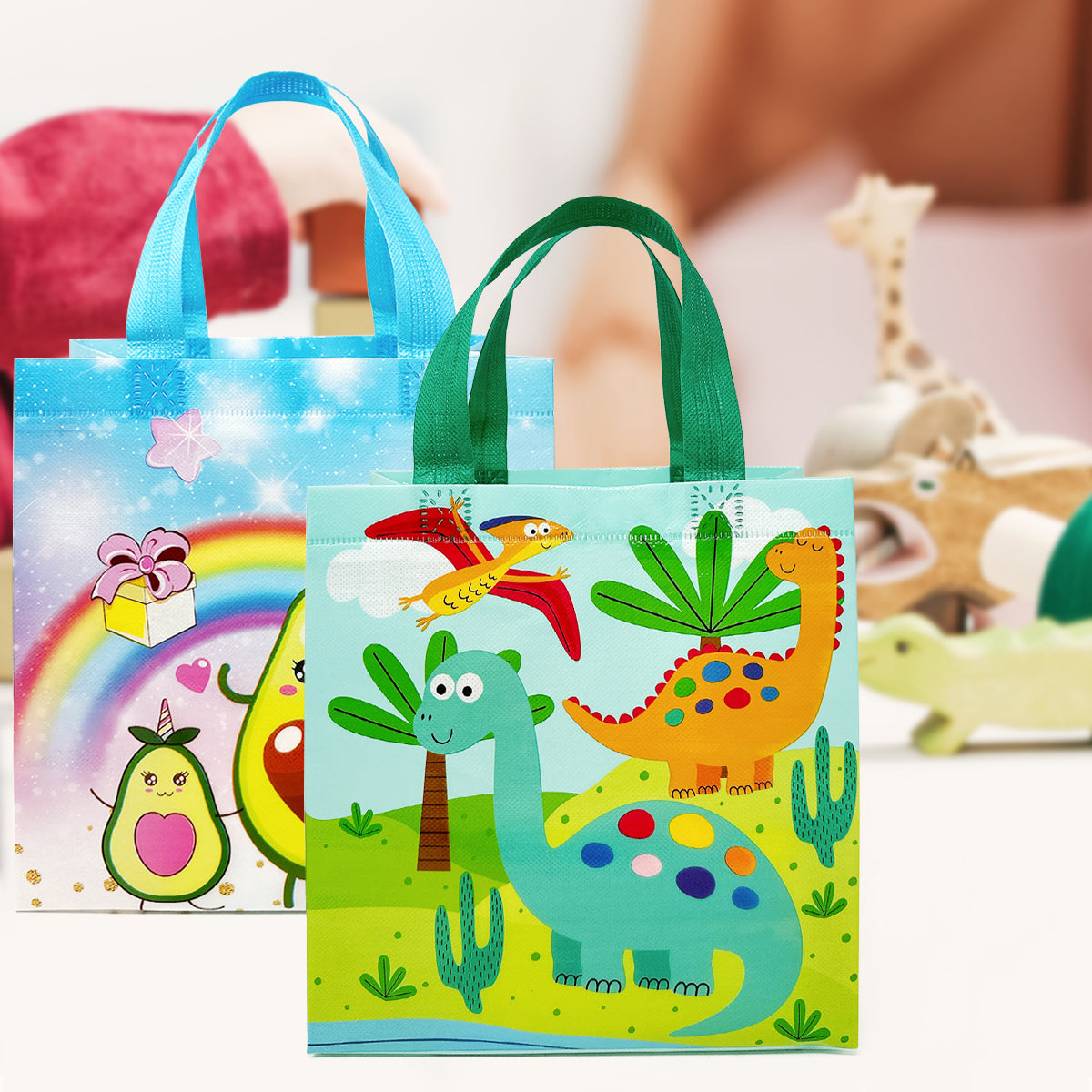 Wrapables Non-Woven Reusable Gift Bags with Handles for Parties, Birthdays, Favors and Treats (Set of 8)