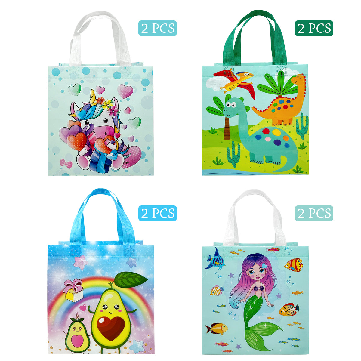 Wrapables Non-Woven Reusable Gift Bags with Handles for Parties, Birthdays, Favors and Treats (Set of 8)