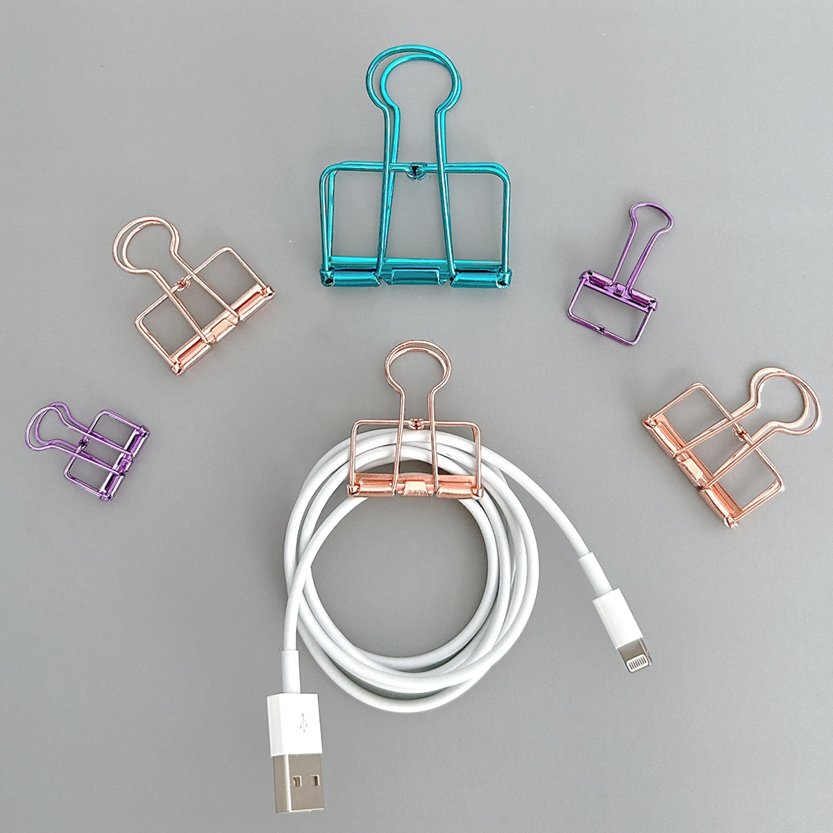 Wrapables Hollow Binder Clips for Office in Assorted Sizes, Paper Clamps, Paper Clips (Set of 20)