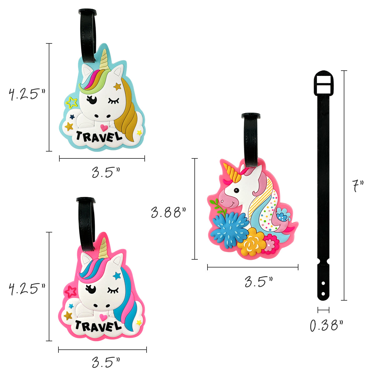 Wrapables Silicone Animal Luggage Tag with ID Card (Set of 3)
