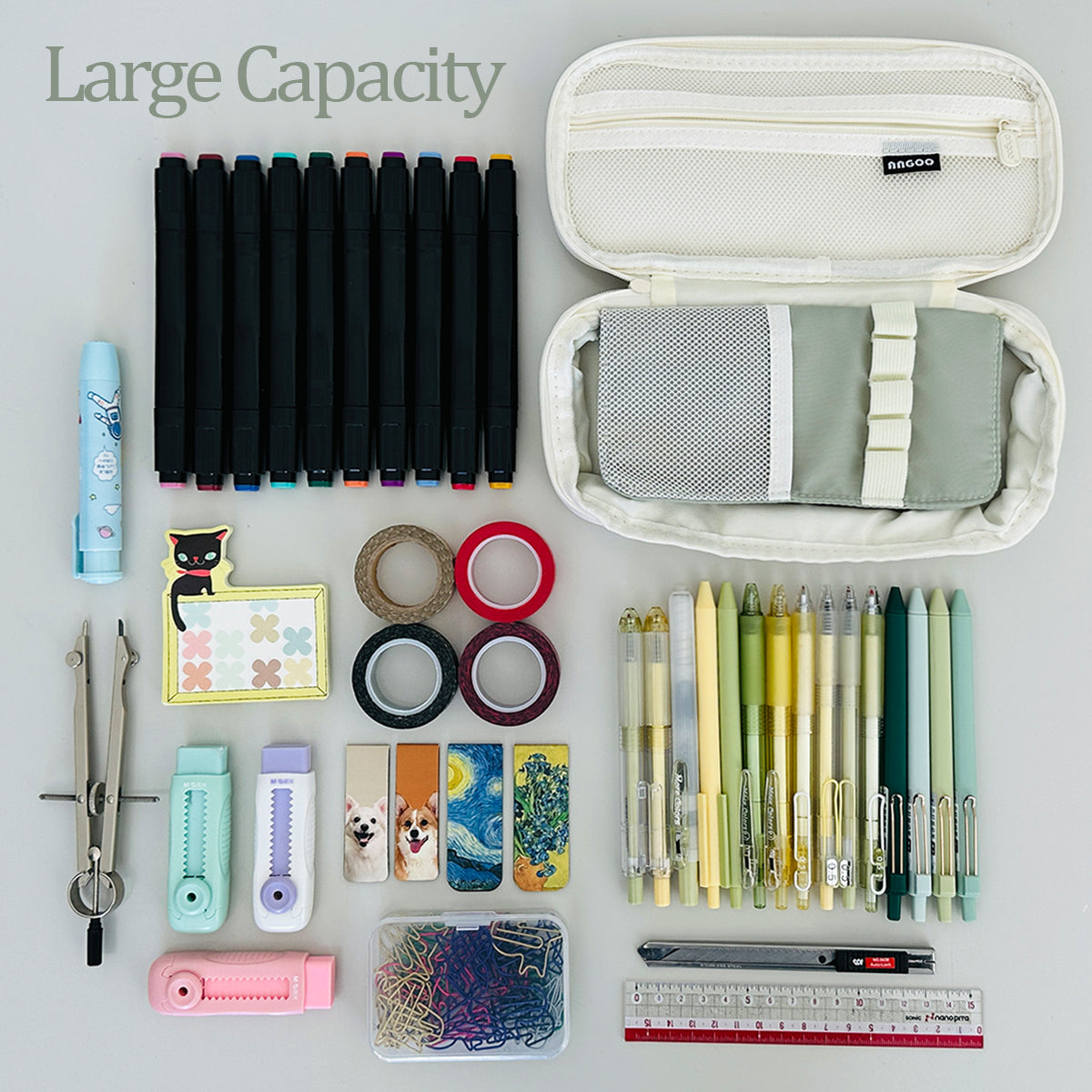 Wrapables Large Capacity Pencil Case, Expandable Pencil Pouch for Stationery Tools