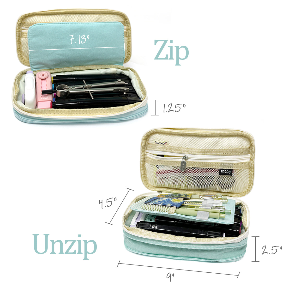 Wrapables Large Capacity Pencil Case, Expandable Pencil Pouch for Stationery Tools