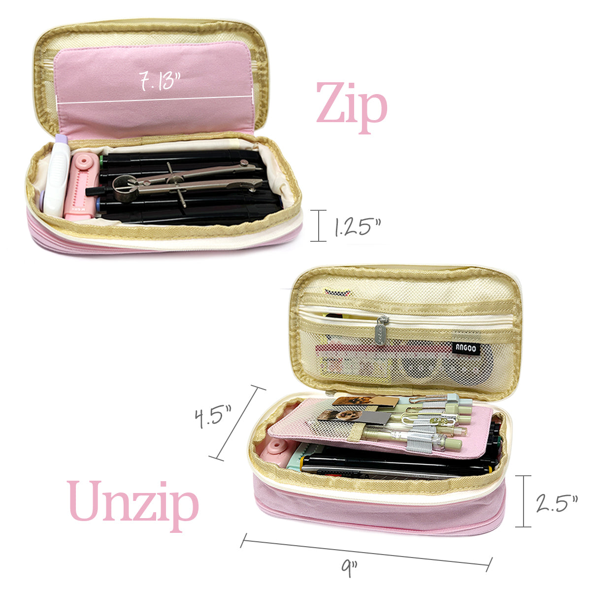 Wrapables Large Capacity Pencil Case, Expandable Pencil Pouch for Stationery Tools