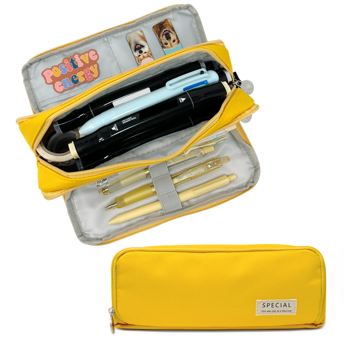 Wrapables Large Capacity Pencil Case, 3 Compartment Pencil Pouch for Stationery Pens