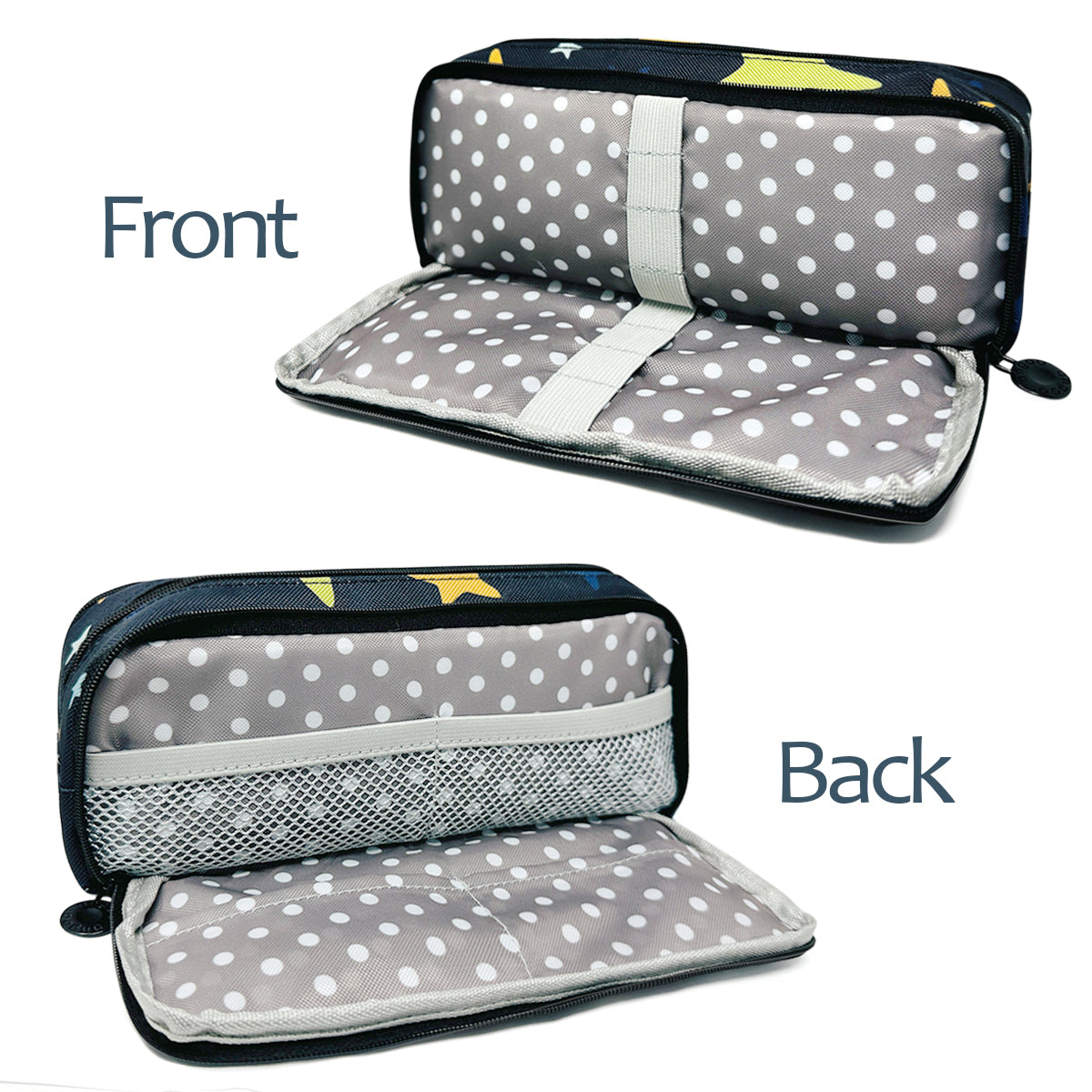 Wrapables Large Capacity Pencil Case, 3 Compartment Pencil Pouch for Stationery Pens