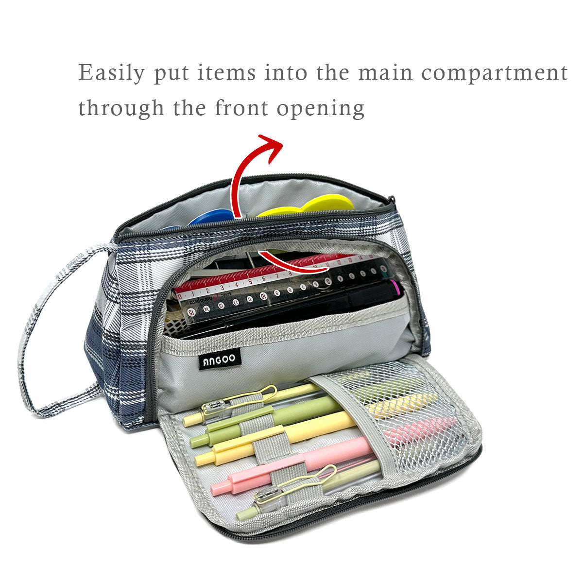 Wrapables Large Capacity Pencil Case, Portable Pencil Pouch for Stationery Office Supplies