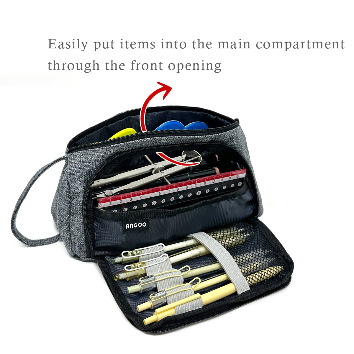 Wrapables Large Capacity Pencil Case, Portable Pencil Pouch for Stationery Office Supplies
