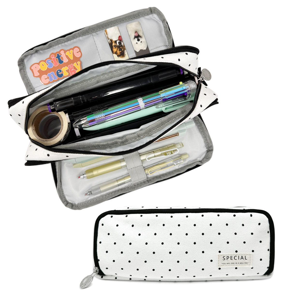 Wrapables Large Capacity Pencil Case, 3 Compartment Pencil Pouch for Stationery Pens