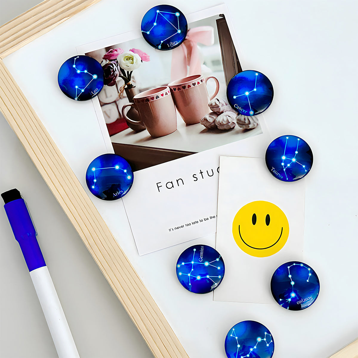 Wrapables Crystal Glass Magnets, Refrigerator Magnets for Office Whiteboards, Cabinets, Lockers (Set of 12)