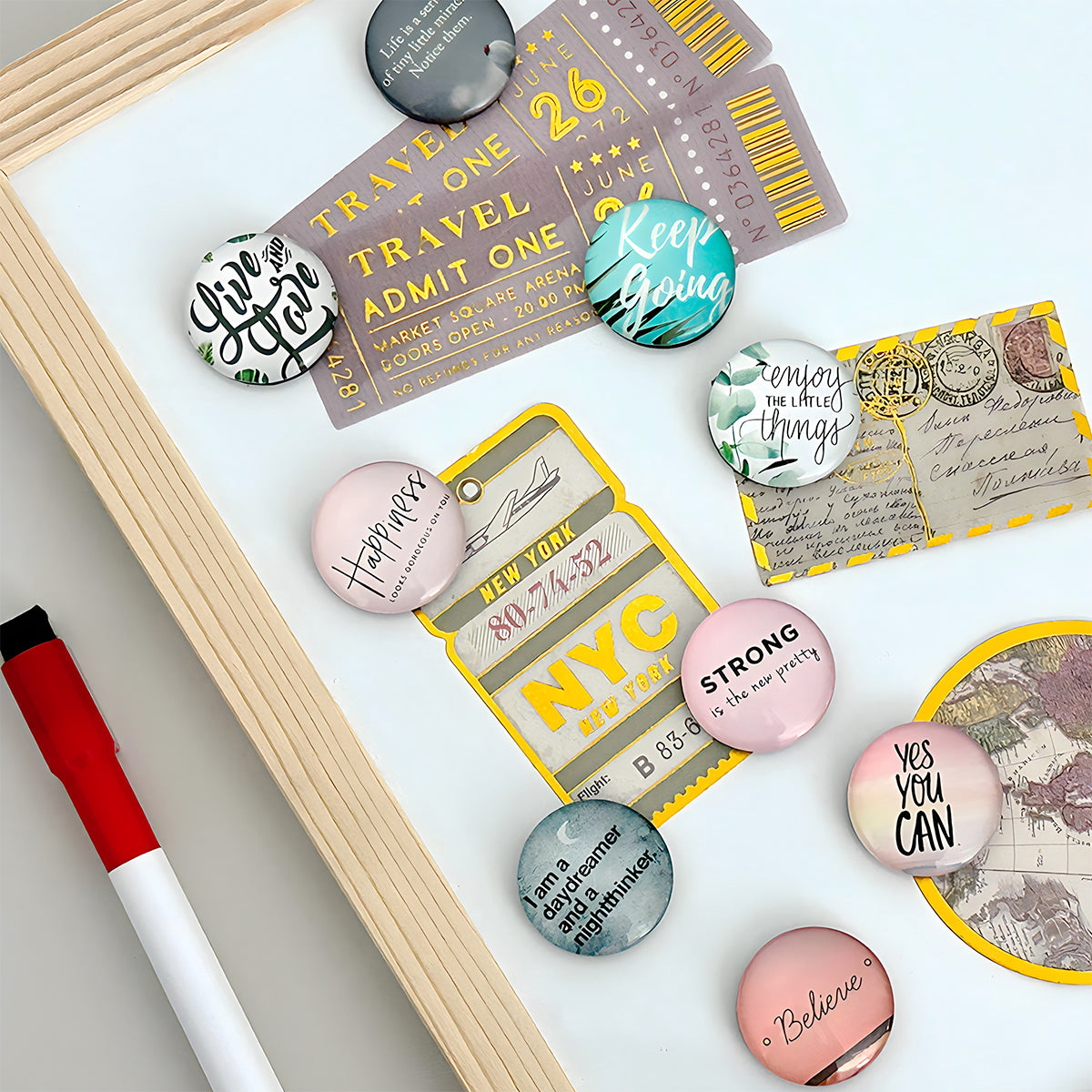 Wrapables Crystal Glass Magnets, Refrigerator Magnets for Office Whiteboards, Cabinets, Lockers (Set of 12)