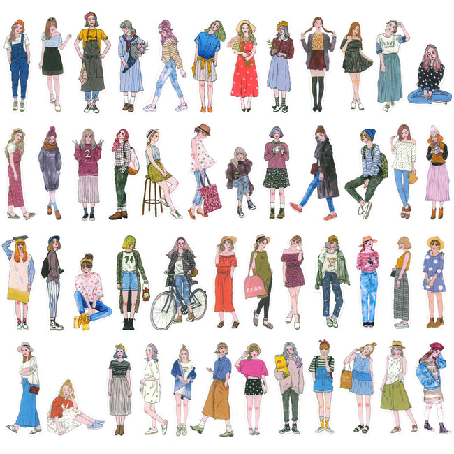 Wrapables Fashion Women People Vinyl Stickers for Scrapbooking, Journaling, Water Bottles