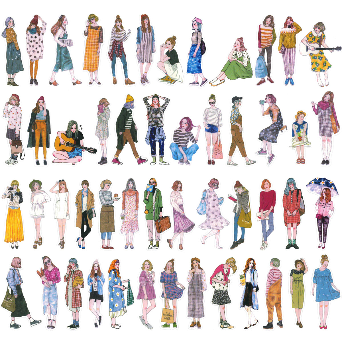 Wrapables Fashion Women People Vinyl Stickers for Scrapbooking, Journaling, Water Bottles
