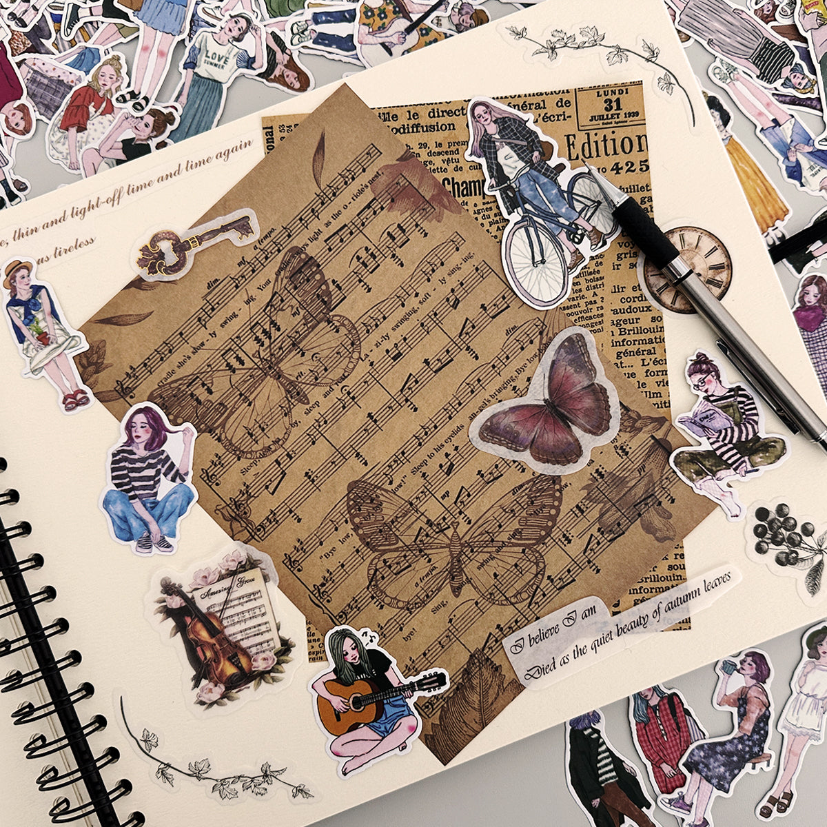 Wrapables Fashion Women People Vinyl Stickers for Scrapbooking, Journaling, Water Bottles
