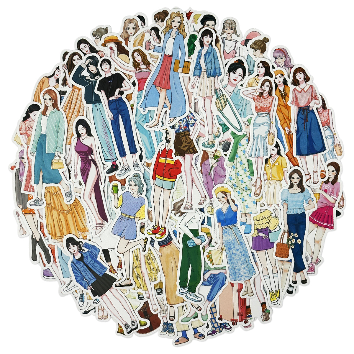 Wrapables Fashion Women People Vinyl Stickers for Scrapbooking, Journaling, Water Bottles
