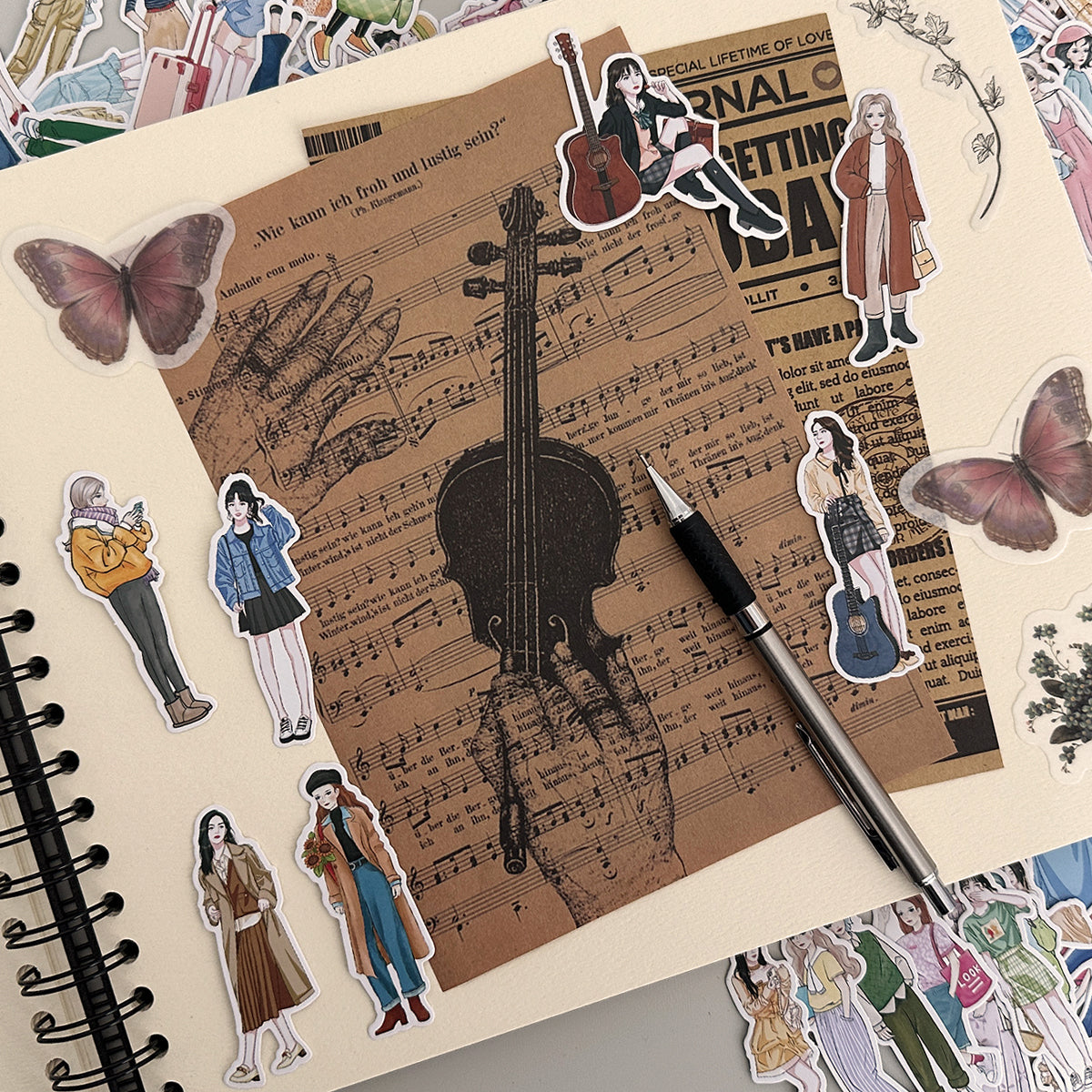 Wrapables Fashion Women People Vinyl Stickers for Scrapbooking, Journaling, Water Bottles