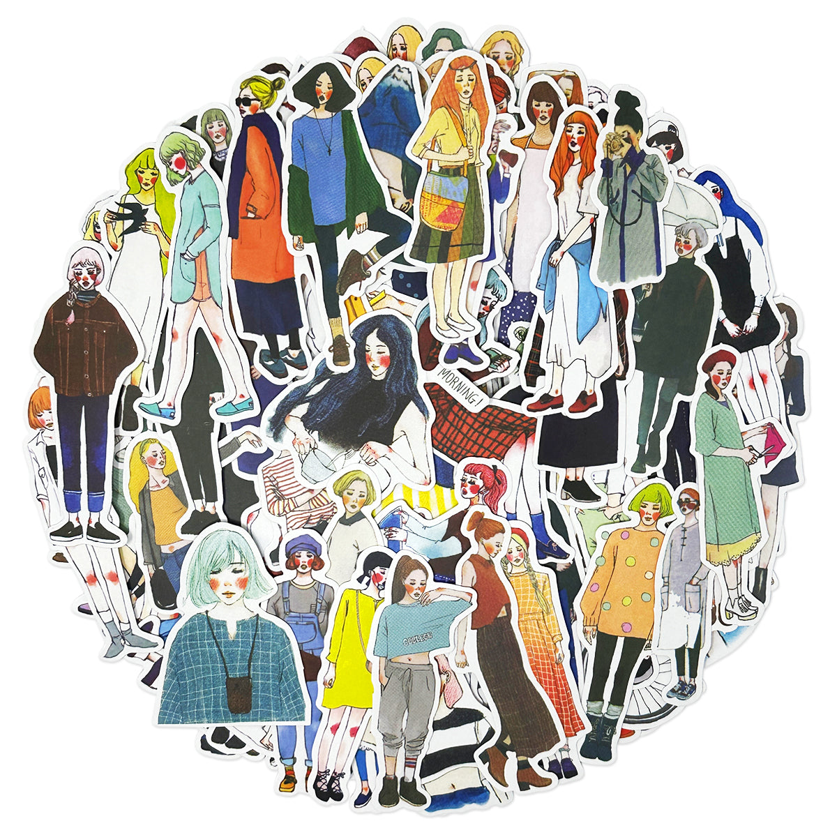 Wrapables Fashion Women People Vinyl Stickers for Scrapbooking, Journaling, Water Bottles