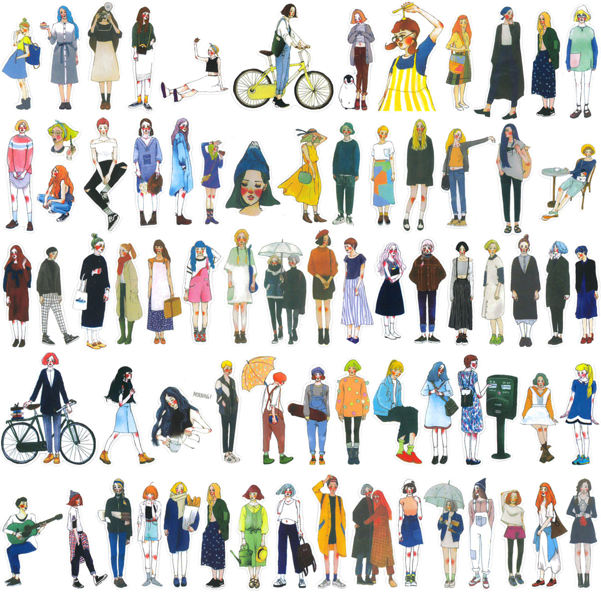 Wrapables Fashion Women People Vinyl Stickers for Scrapbooking, Journaling, Water Bottles