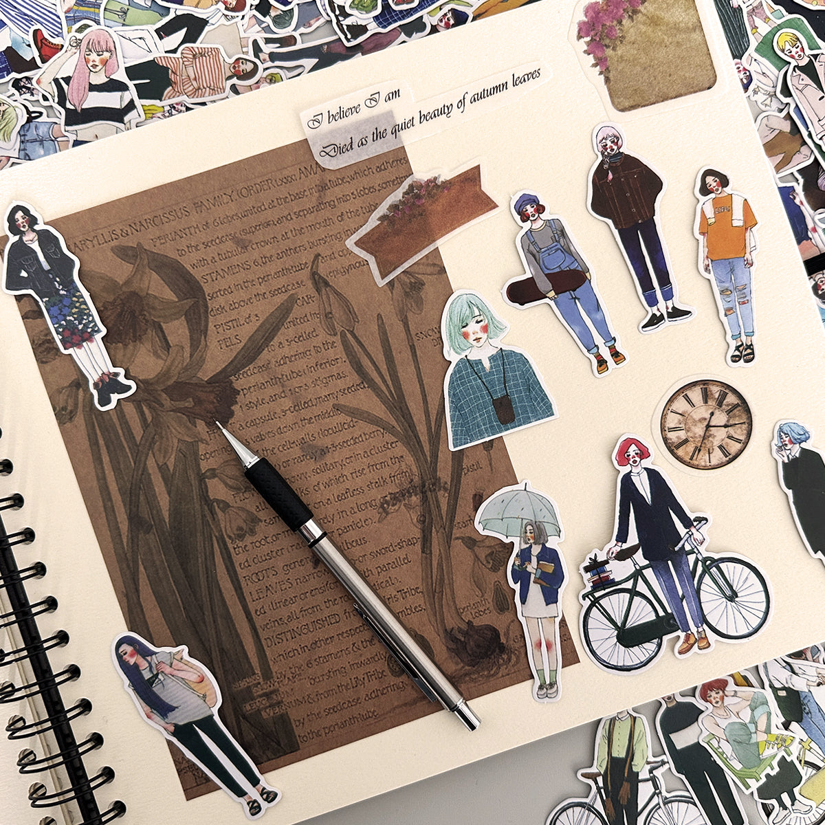 Wrapables Fashion Women People Vinyl Stickers for Scrapbooking, Journaling, Water Bottles