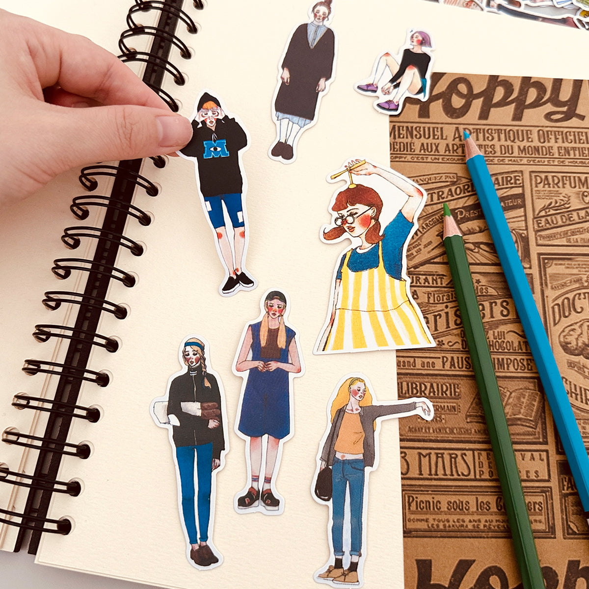 Wrapables Fashion Women People Vinyl Stickers for Scrapbooking, Journaling, Water Bottles