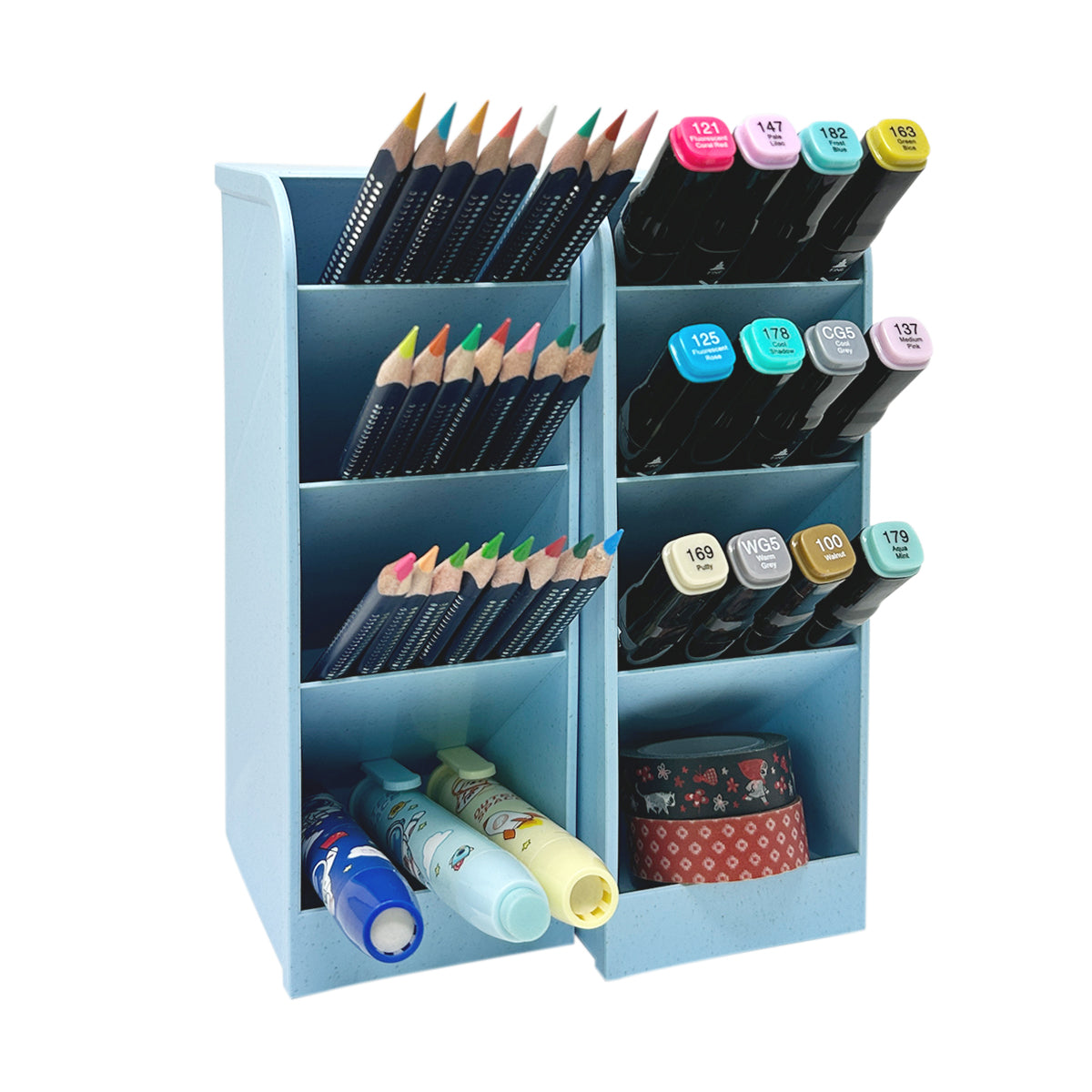 Wrapables Pen Organizer with 4 Compartments Desk Storage Organizer for Home, Office, Work