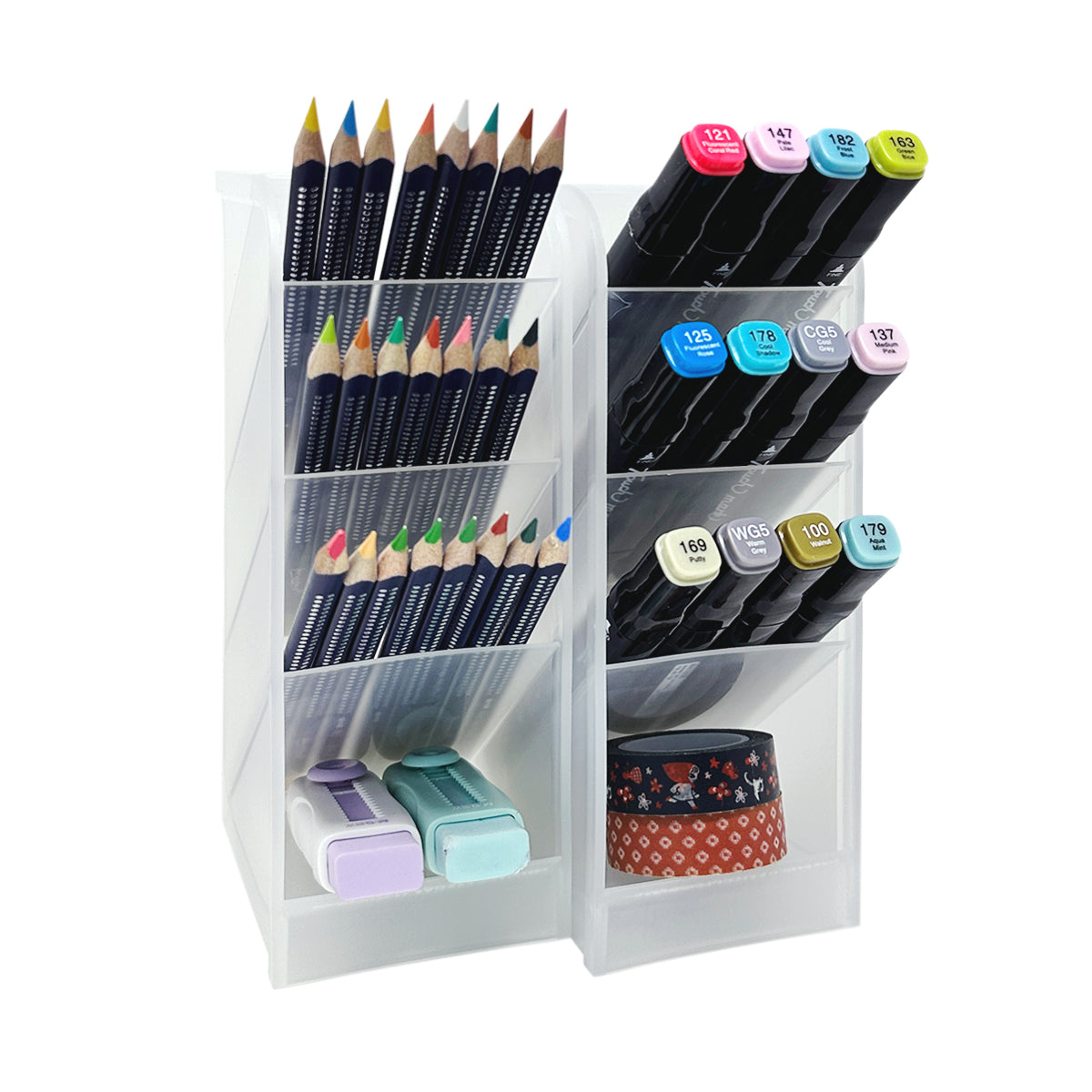 Wrapables Pen Organizer with 4 Compartments Desk Storage Organizer for Home, Office, Work