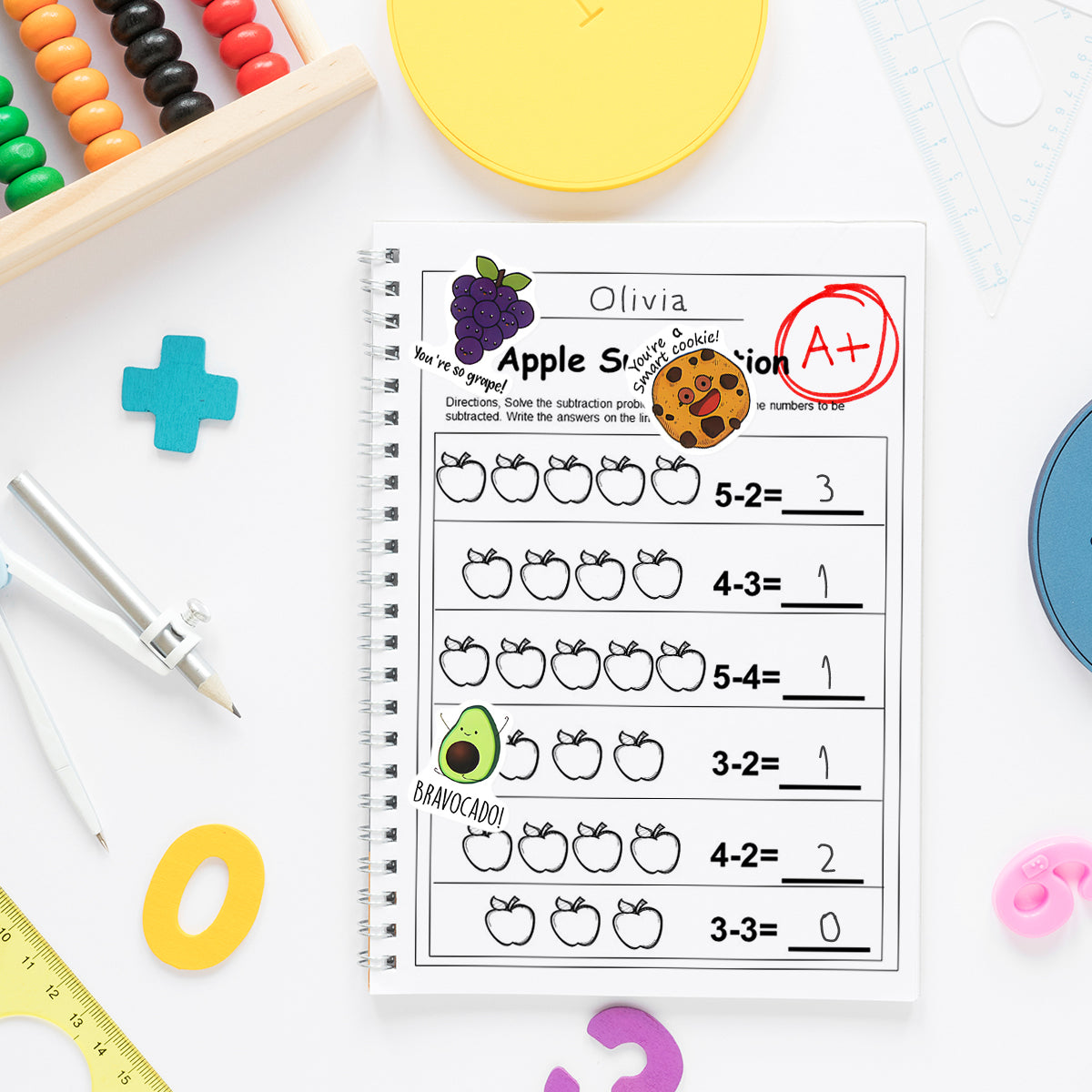 Wrapables Motivational Reward Vinyl Stickers for Teachers, Students, Classrooms 8 sheets (160pcs), Food & Animals