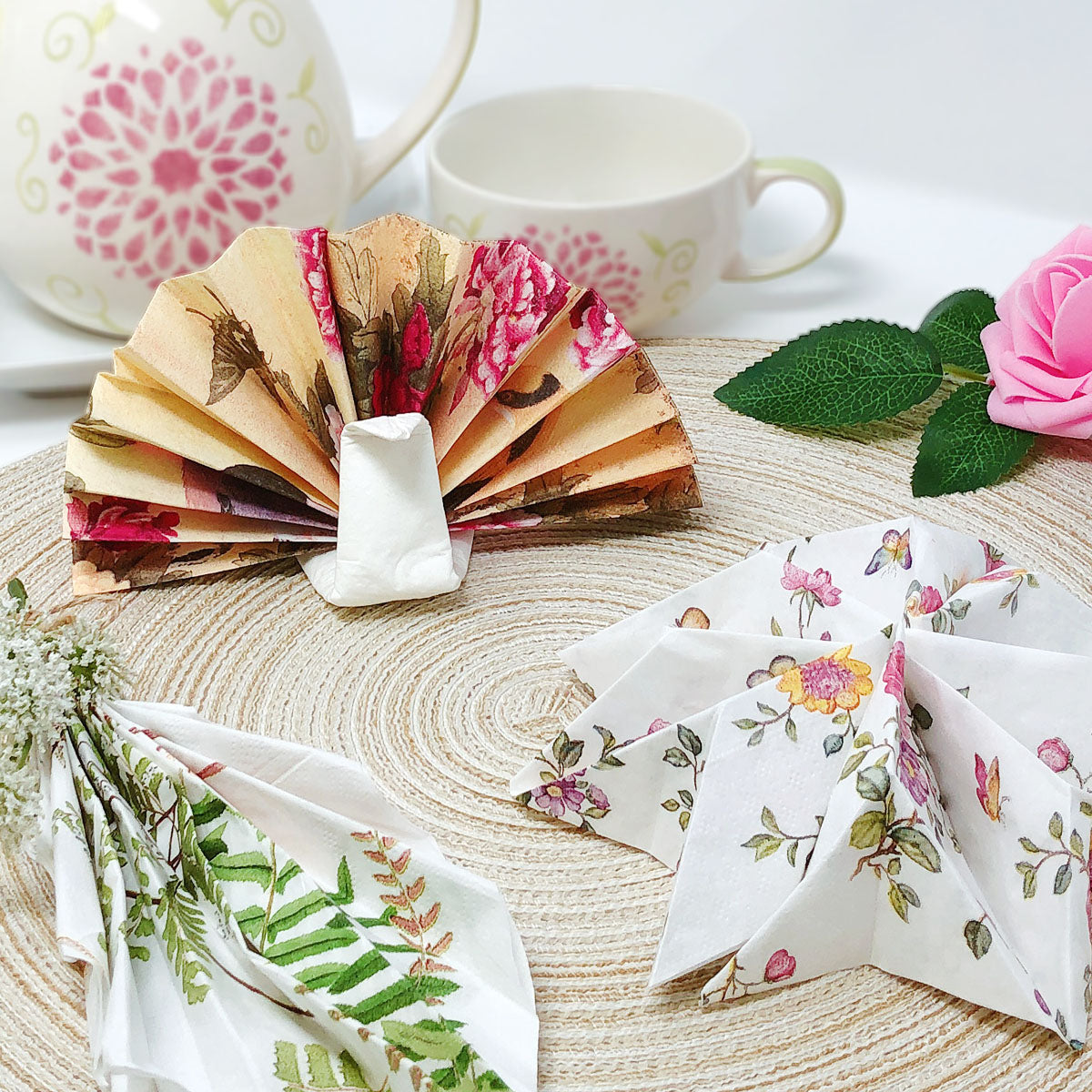 Wrapables Floral 2 Ply Paper Napkins (40 Count) for Wedding, Dinner Party, Tea Party, Decorative Decoupage