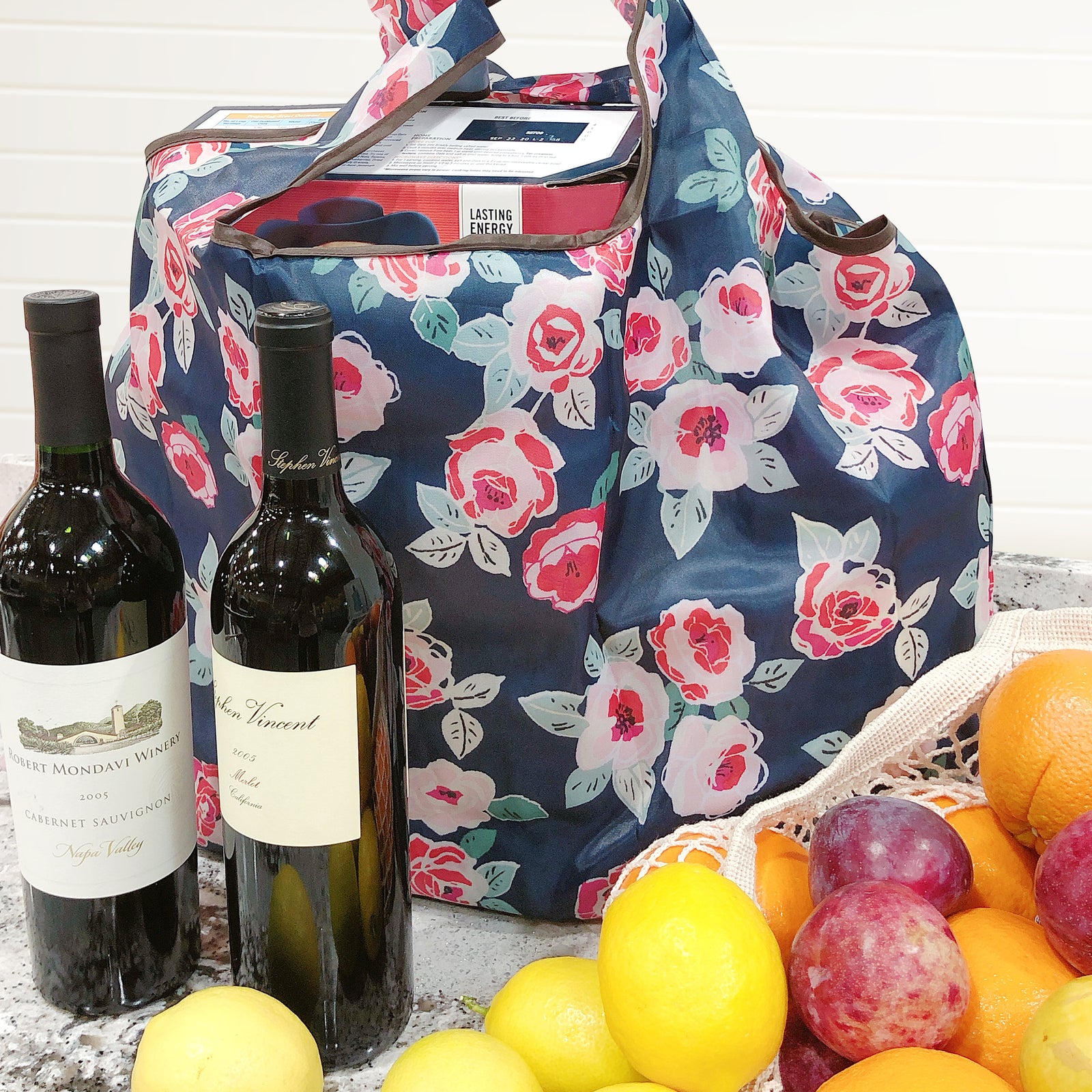 Wrapables Large Foldable Tote Nylon Reusable Grocery Bags, 5 Pack